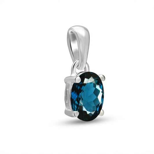 Sterling Silver Faceted London Blue Topaz Pendant