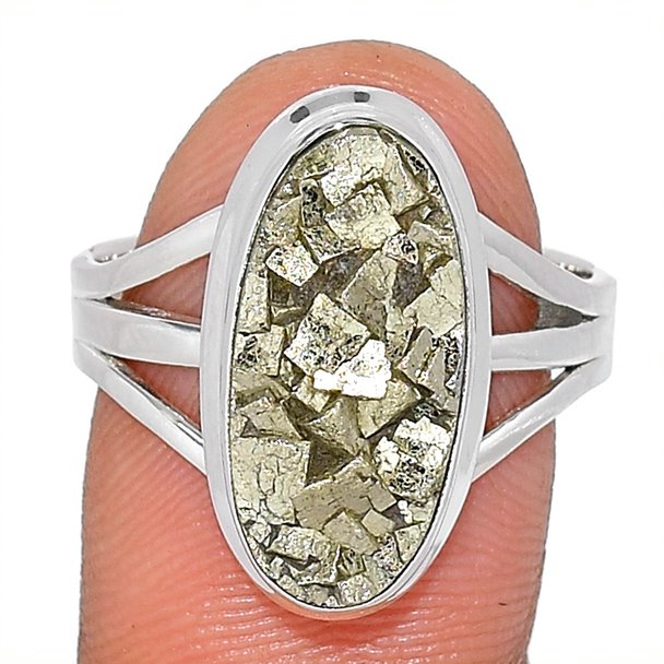 Sterling Silver Pyrite Druzy Ring