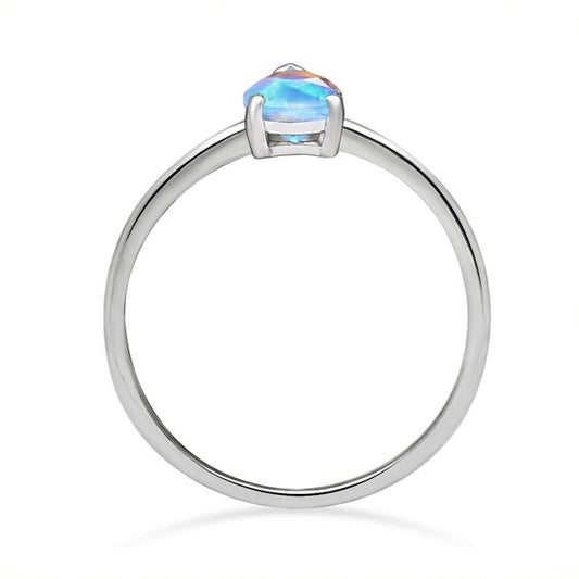 Sterling Silver Rainbow Moonstone Faceted Ring