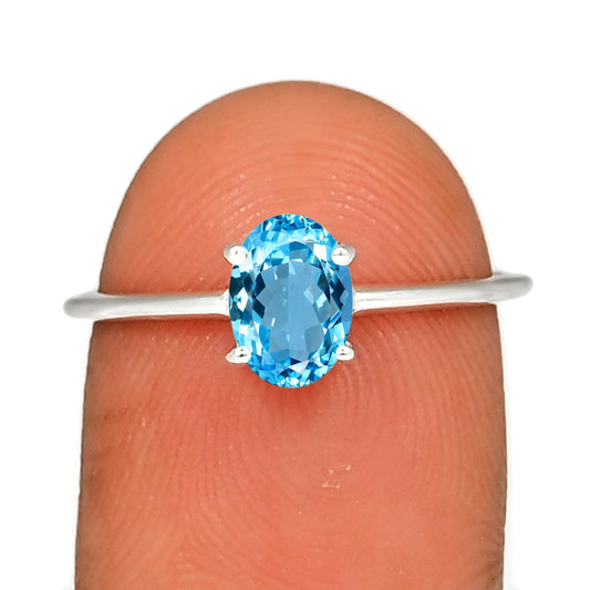 Sterling Silver Faceted Blue Topaz Ring