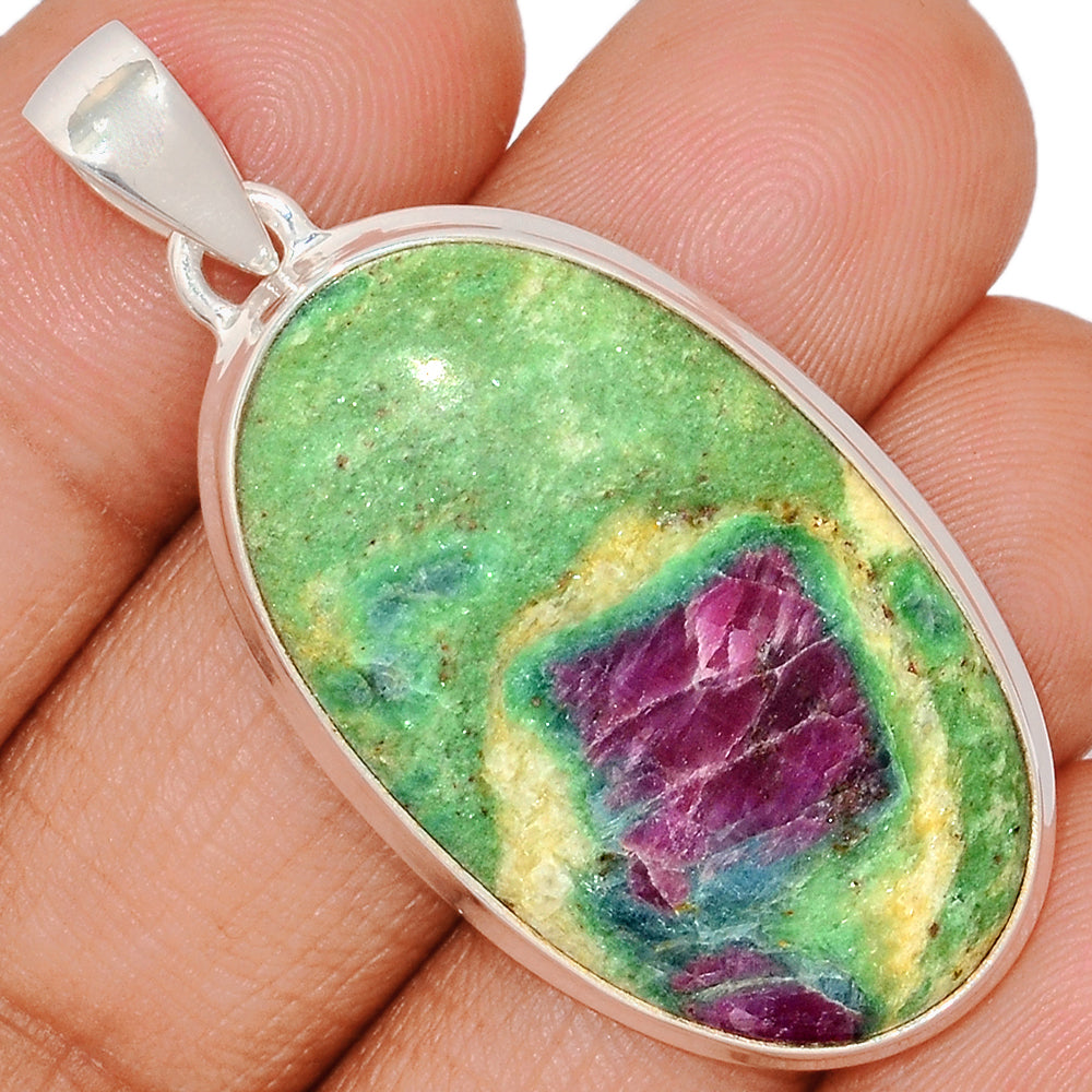 Sterling Silver Ruby in Fuchsite Pendant