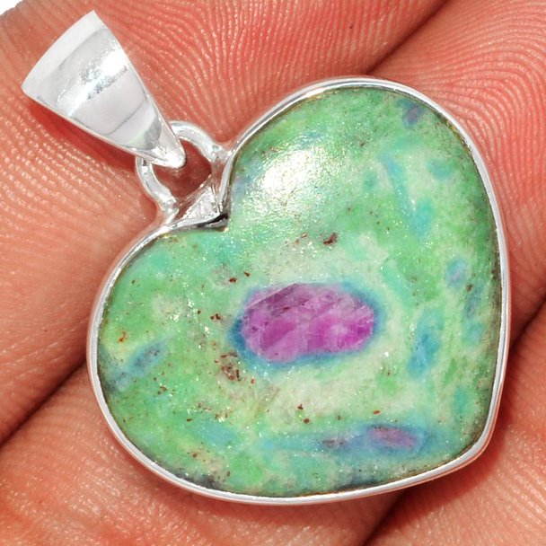Sterling Silver Ruby in Fuchsite Pendant