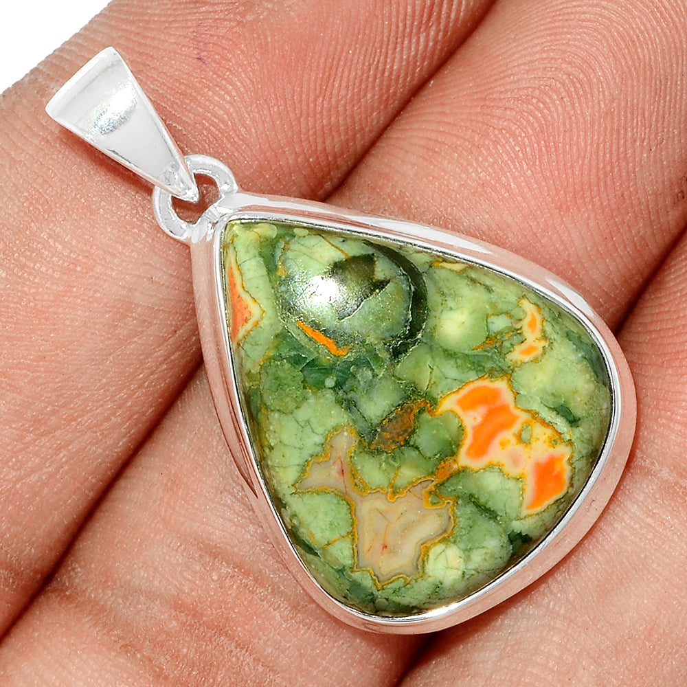 Sterling Silver Rhyolite Teardrop Pendant