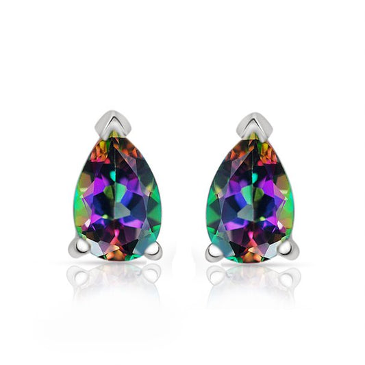 Sterling Silver Faceted Mystic Topaz Studs