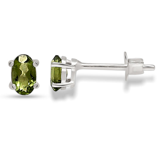 Moldavite Sterling Silver Studs