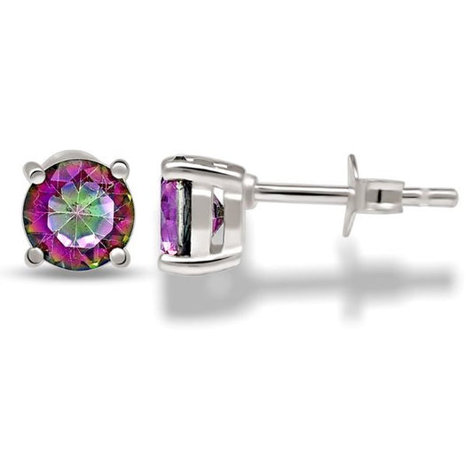 Sterling Silver Faceted Mystic Topaz Studs
