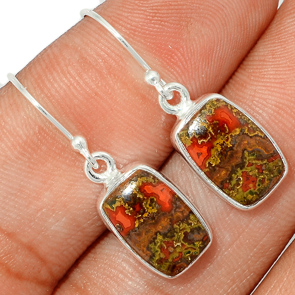 Sterling Silver Seam Agate Earrings