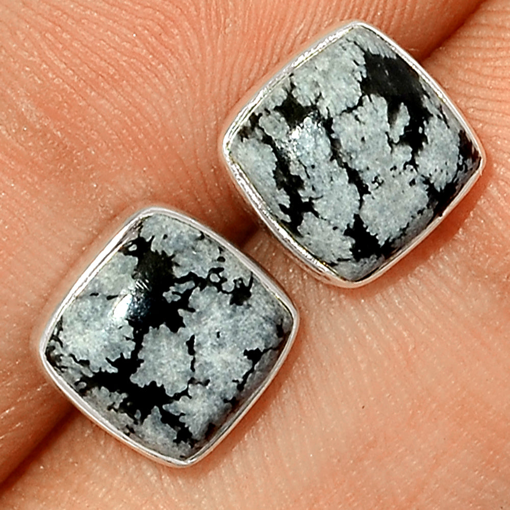 Snowflake Obsidian Sterling Silver Studs