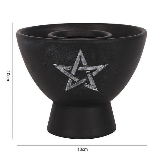 BLACK PENTAGRAM TERRACOTTA SMUDGE BOWL