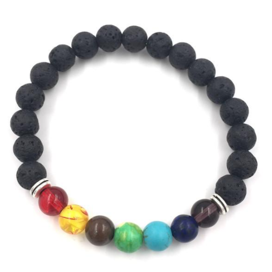 Chakra Balancing Bead Bracelet - Lava Stone