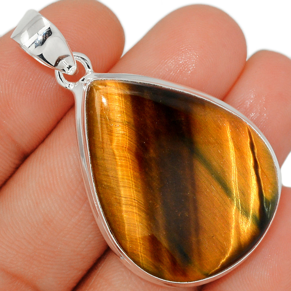 Sterling Silver Tiger Eye Teardrop Pendant