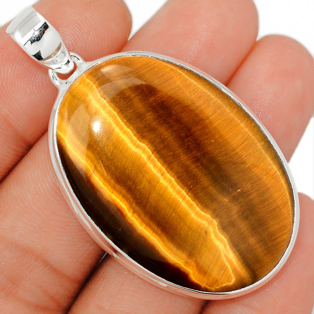 Sterling Silver Tiger Eye Oval Pendant