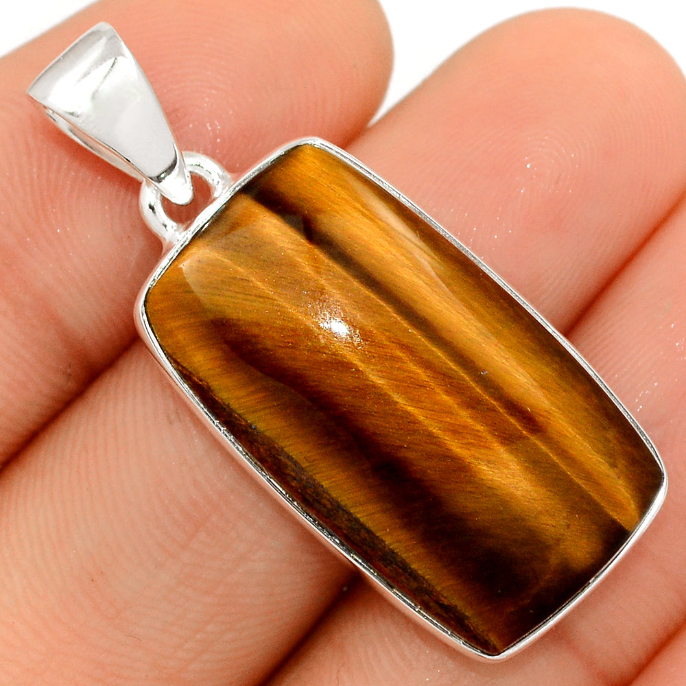 Sterling silver tiger deals eye pendant