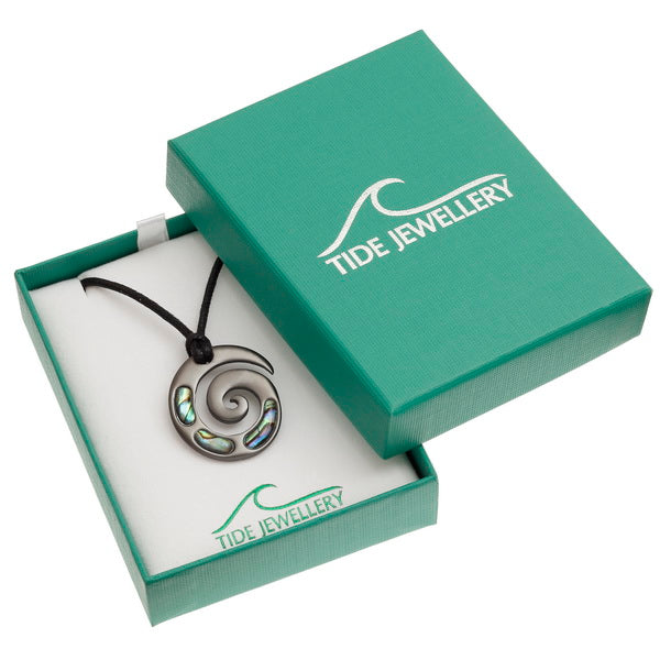 Paua Shell Maori Koru fern Pendant