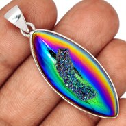 Sterling Silver Titanium Quartz Druzy Pendant