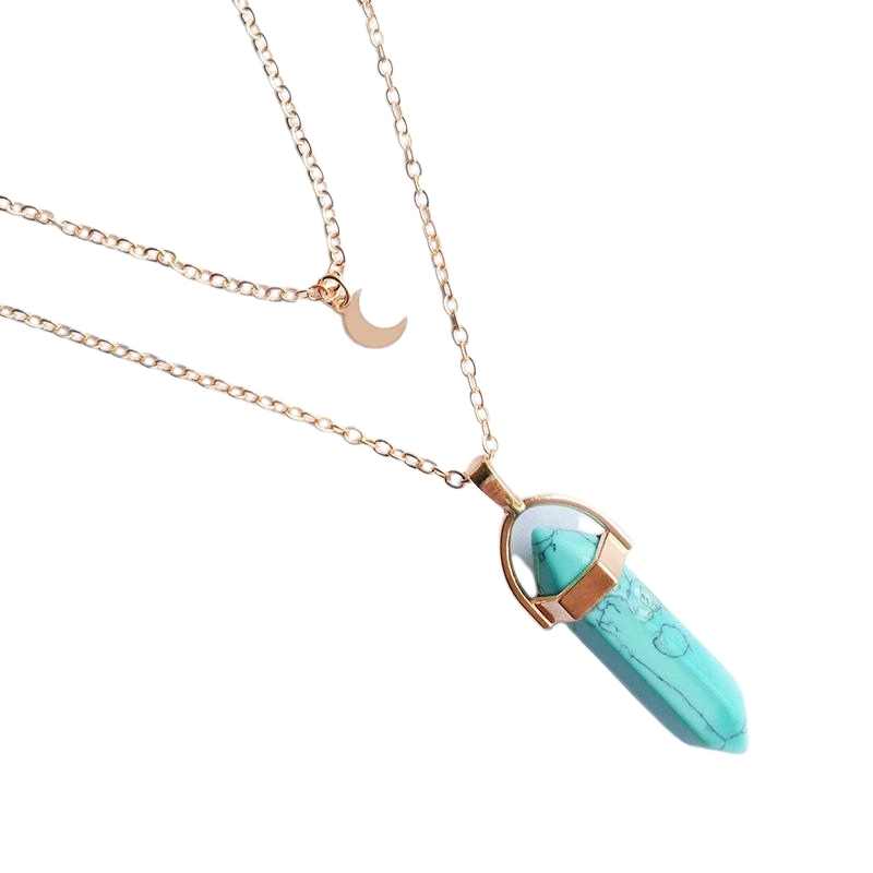 Turquenite Moon / Point Layered Necklace