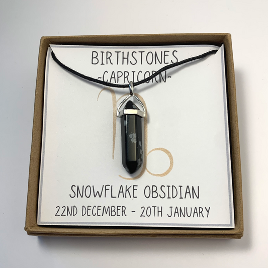 Capricorn - Snowflake Obsidian Birthstone Pendant (22nd December - 20th January)