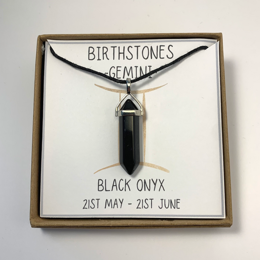 Gemini - Black Onyx Birthstone Pendant (21st May - 21st June)