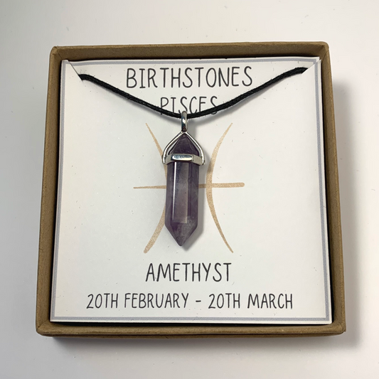 Pisces - Amethyst Birthstone Pendant (20th Feb - 20th March)