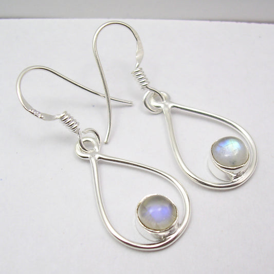 Rainbow Moonstone Sterling Silver Earrings