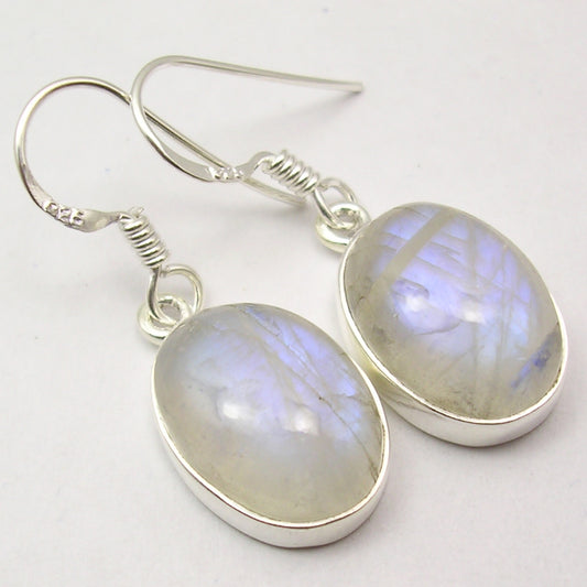 Rainbow Moonstone Sterling Silver Earrings