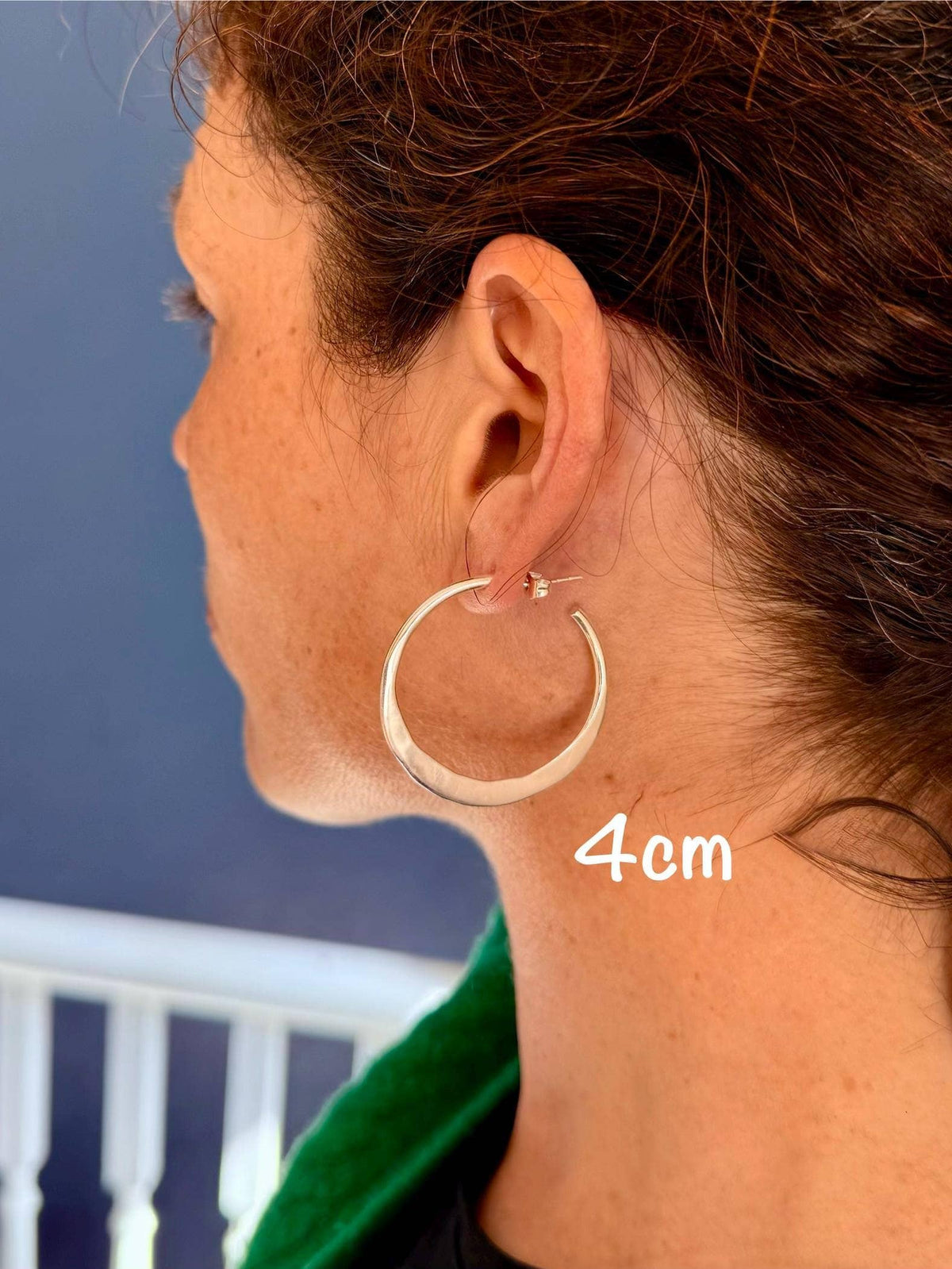 Hammered Flat Silver Hoop Earrings Butterfly Back, Irregular Silver Hoops, Ethnic Jewellery, Everyday Silver Earrings
