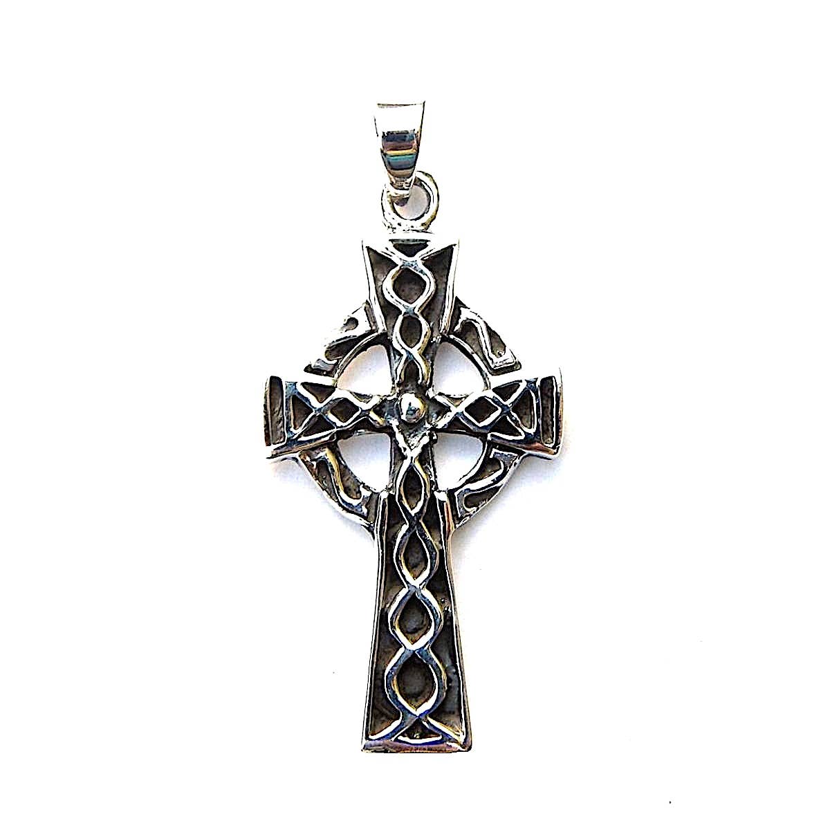 Large Sterling Silver Celtic Cross Pendant