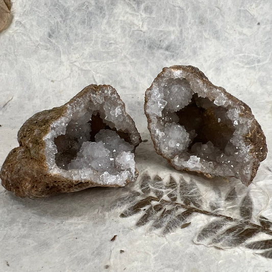 Druzy Quartz Geode Pair