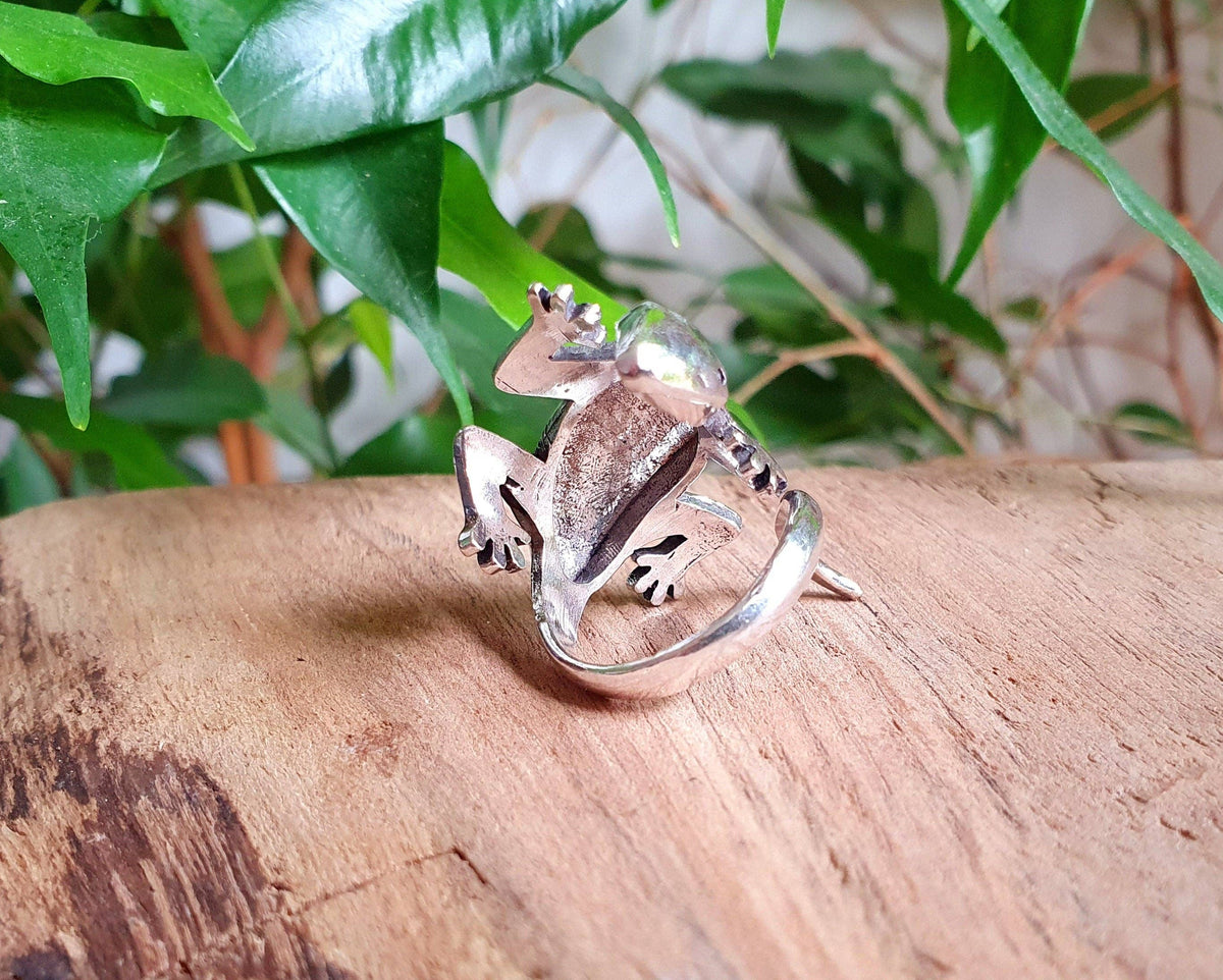 Adjustable Silver Lizard Ring, Silver Salamander Lizard Ring