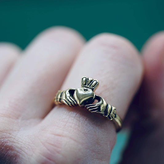 Brass Claddagh Heart Ring – Friendship, Loyalty & Love