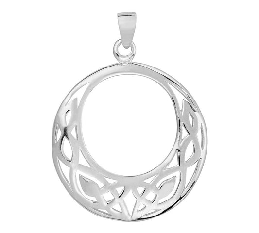 Large Sterling Silver Round Celtic Pendant