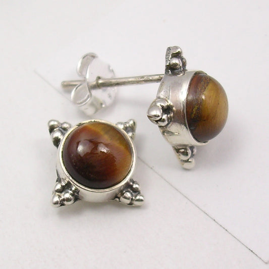Sterling Silver Tiger Eye Studs
