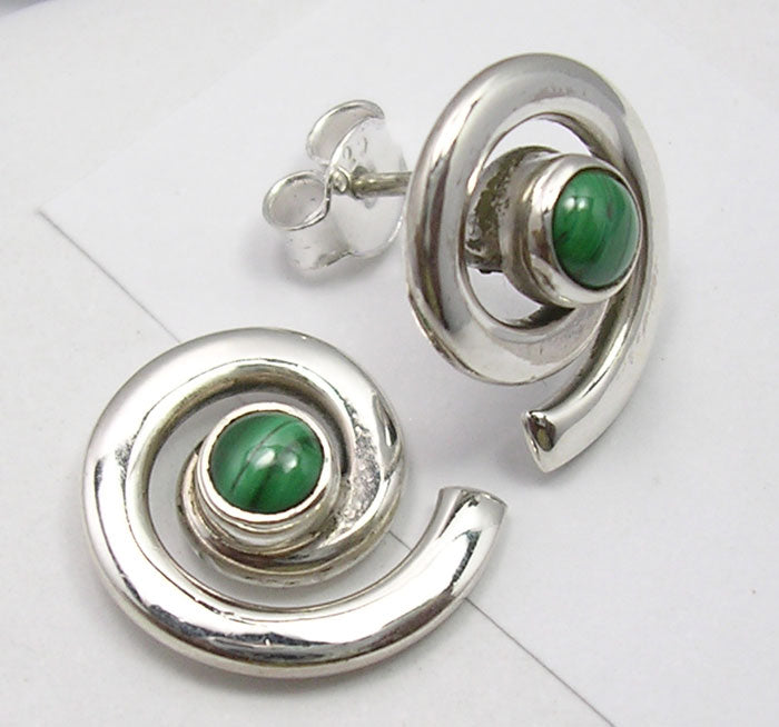 Sterling Silver Malachite Studs