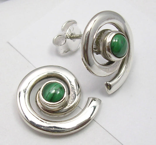 Sterling Silver Malachite Studs