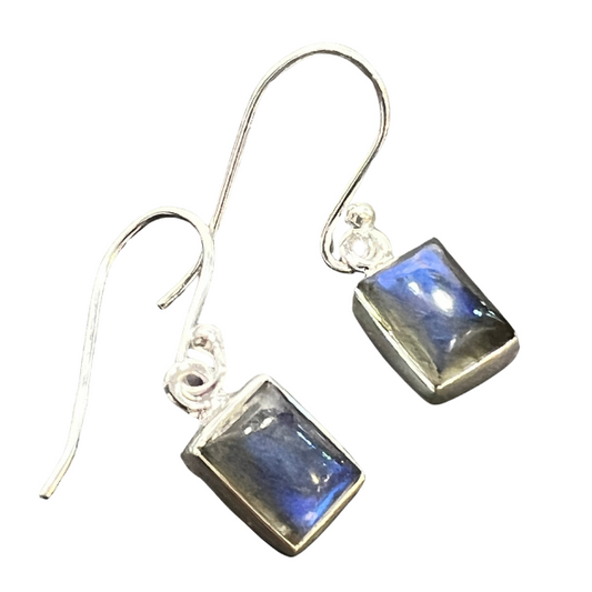 Sterling Silver Blue Fire Labradorite Earrings