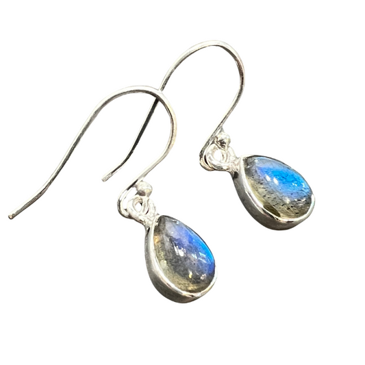 Sterling Silver Blue Fire Labradorite Earrings