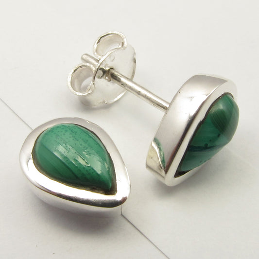 Sterling Silver Malachite Studs