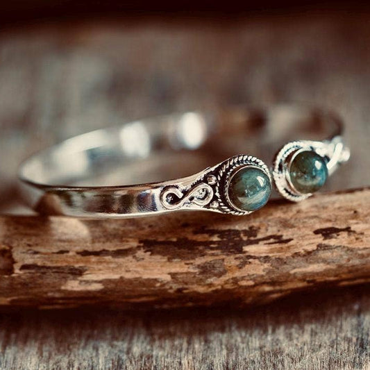 Labradorite Silver Cuff Bracelet, Spiritual Bracelet, Boho Silver Bangle, Statement Cuff, Feminine Jewellery, Gift for Her