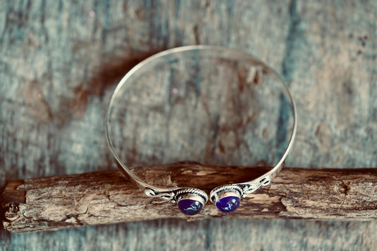 Amethyst Silver Cuff Bracelet, Spiritual Bracelet, Boho Silver Bangle, Statement Cuff, Feminine Jewellery, Gift for Her