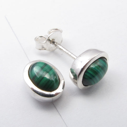 Sterling Silver Malachite Studs