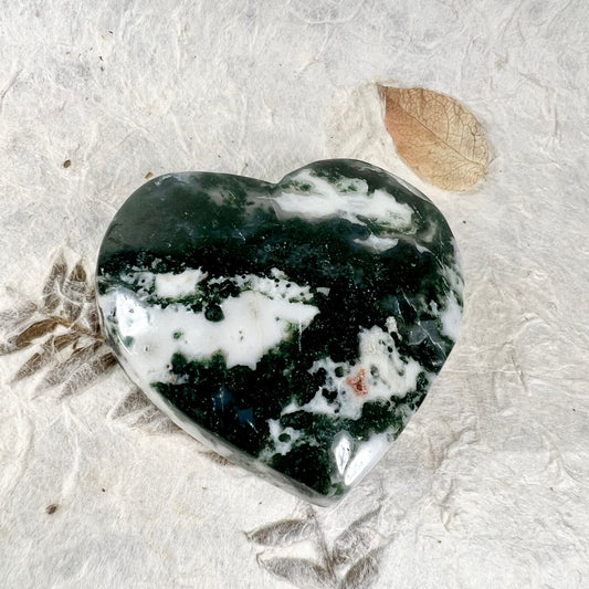 Green Moss Agate Heart