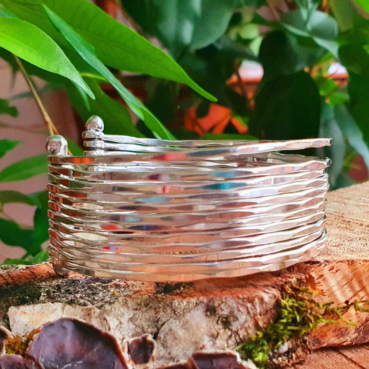Textured Silver Cuff Bracelet / Boho / Ethnic / Rustic / Bohemian / Hippie / Gypsy / Jewellery / Adjustable