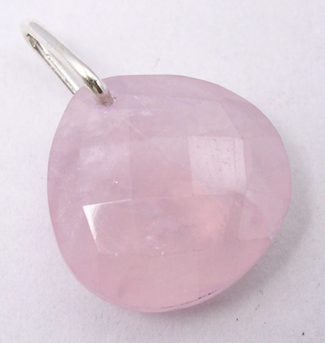 Sterling Silver Rose Quartz Faceted Pendant