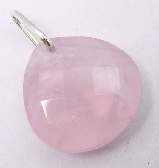 Sterling Silver Rose Quartz Faceted Pendant