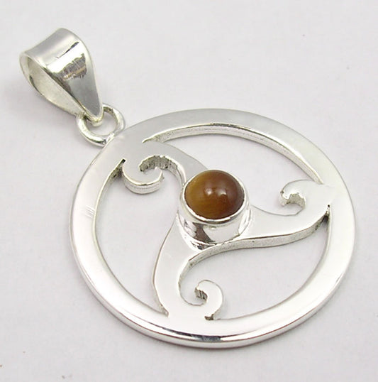 Sterling Silver Tiger Eye Triskele Pendant