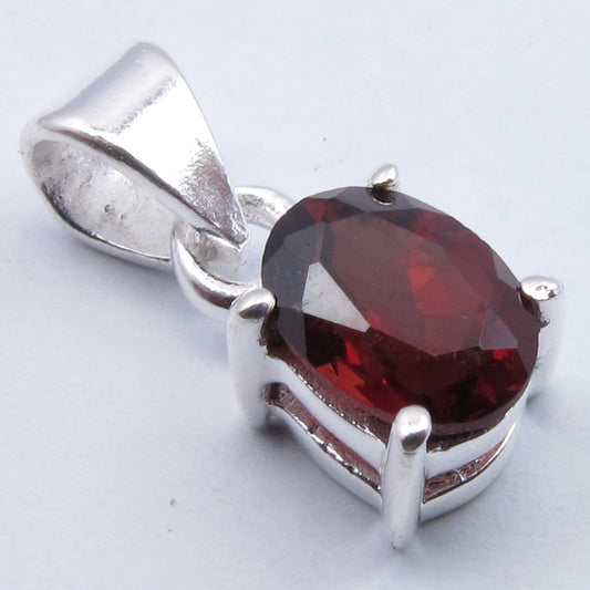 Faceted Garnet Sterling Silver Pendant