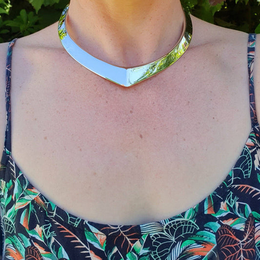 Golden Choker Brass Necklace / Classic Design / Rustic / Gypsy / Lightweight / Boho / Tribal / Hippie / Rustic / Vegan / Aztec