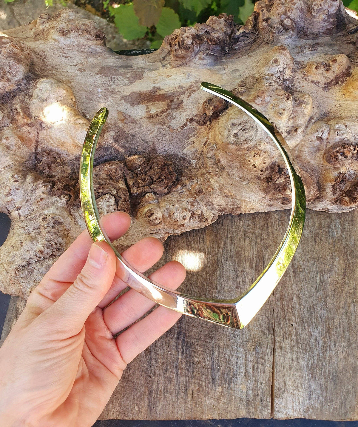 Golden Choker Brass Necklace / Classic Design / Rustic / Gypsy / Lightweight / Boho / Tribal / Hippie / Rustic / Vegan / Aztec