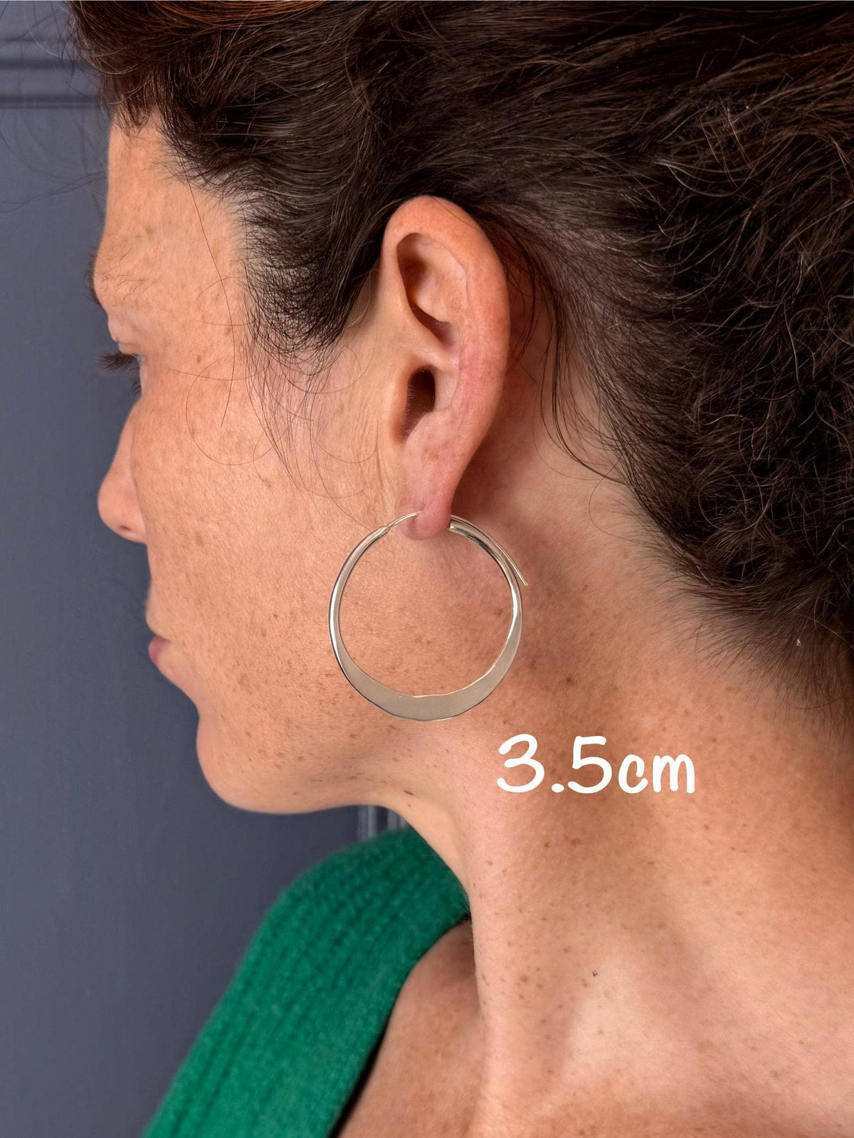 Hammered Flat Silver Hoop Earrings, Bohemian Hoops, Ethnic Jewellery, Everyday Silver Earrings