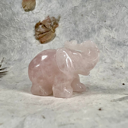 Gemstone Elephant - Rose Quartz